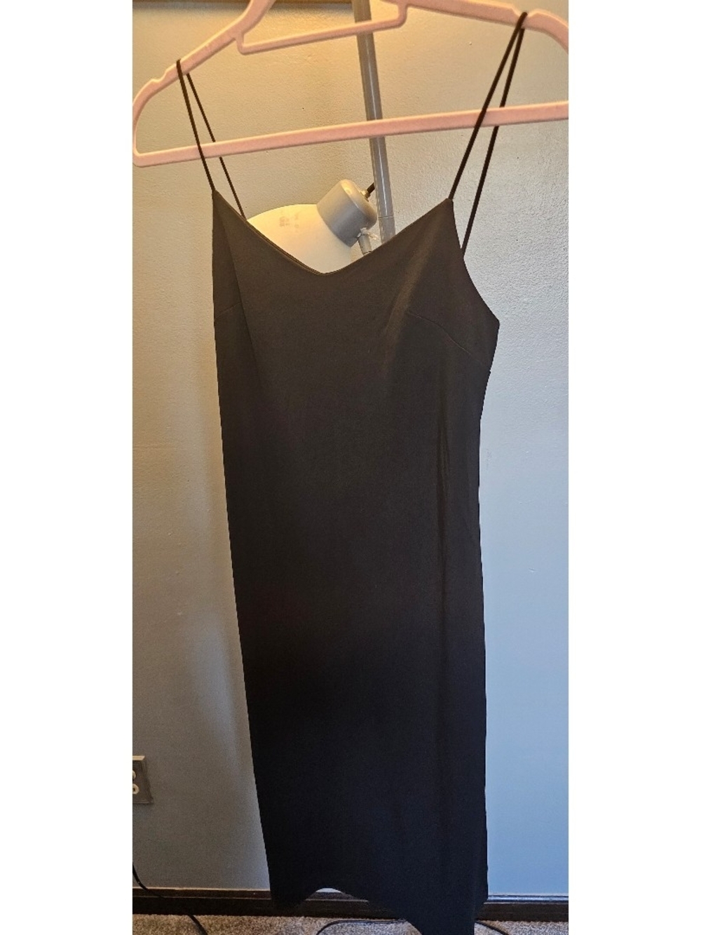 Express Black Midi Slip Dress with Spaghetti Straps